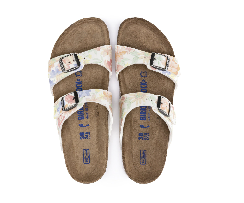 Birkenstock Sydney Soft Footbed Supernatural Flowers White Narrow