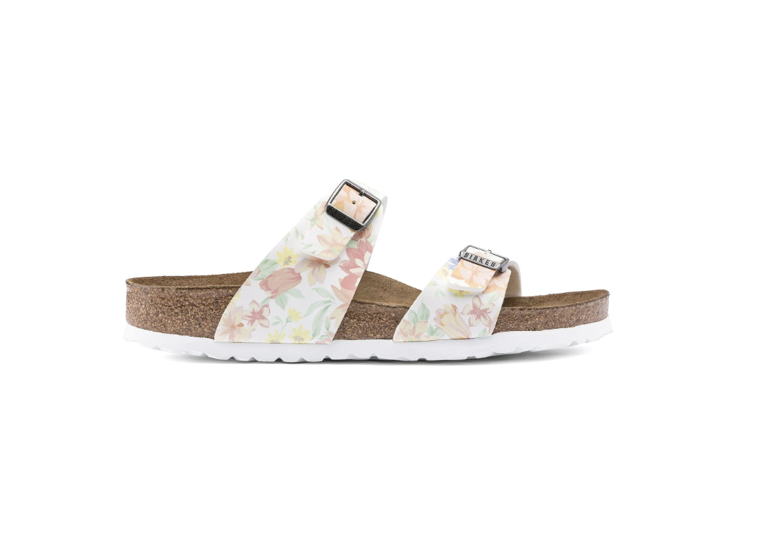 Birkenstock Sydney Soft Footbed Supernatural Flowers White Narrow