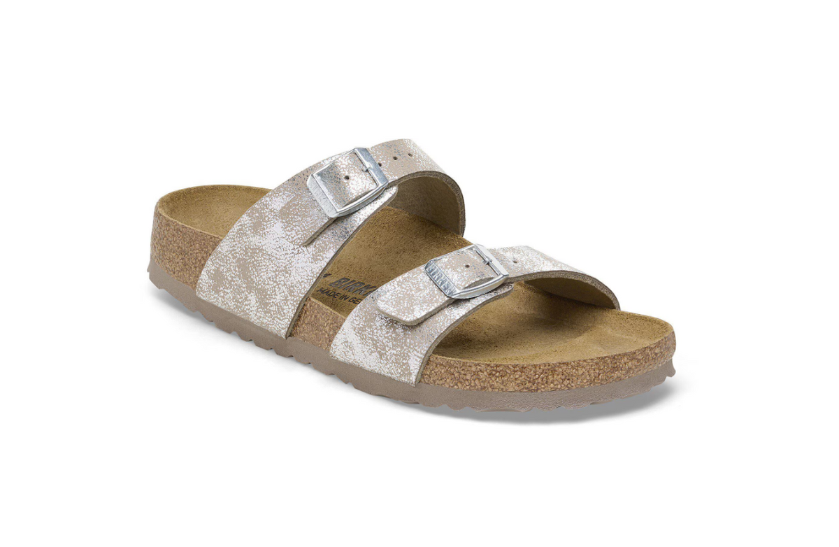 Birkenstock Sydney Synthetik Washed Metallic Silver Narrow