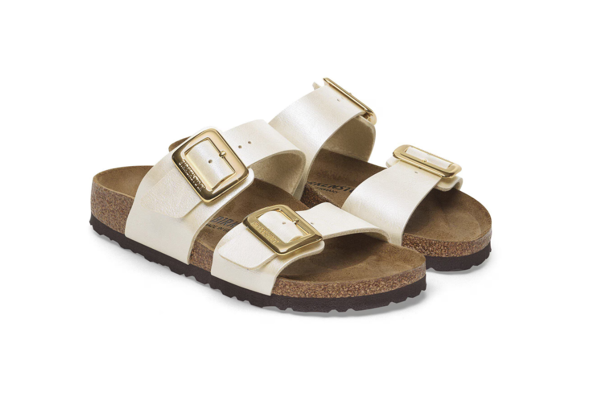 Birkenstock Sydney Cushion Buckle Birko-Flor Graceful Pearl White Narrow