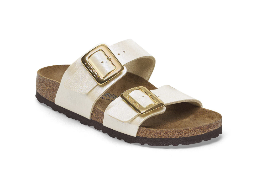 Birkenstock Sydney Cushion Buckle Birko-Flor Graceful Pearl White Narrow