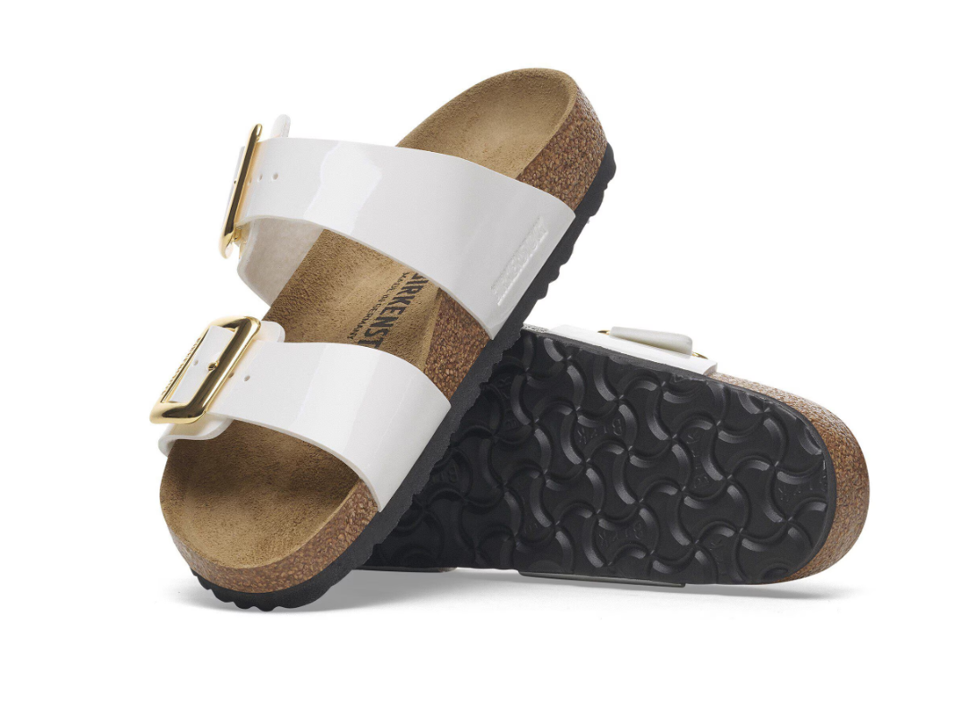 Birkenstock Sydney Luxe Buckle Birko-Flor Patent - White, Narrow