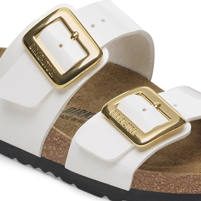 Birkenstock Sydney Luxe Buckle Birko-Flor Patent - White, Narrow