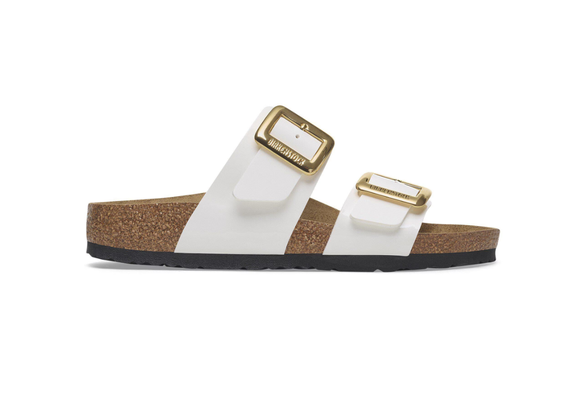 Birkenstock Sydney Luxe Buckle Birko-Flor Patent - White, Narrow