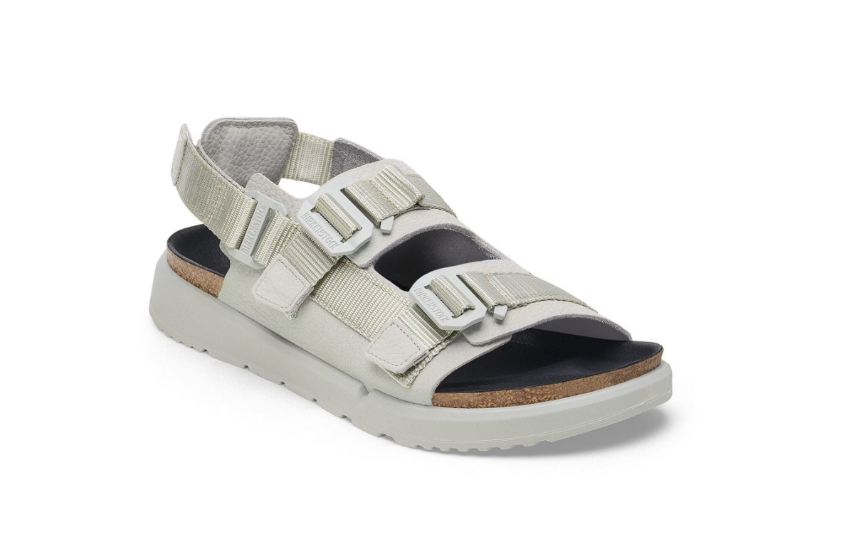 Birkenstock Shinjuku Natural Leather/Textile Mineral Gray Regular