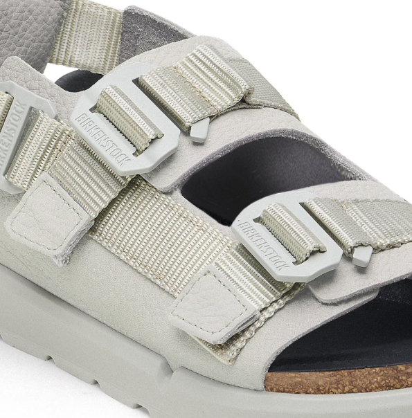 Birkenstock Shinjuku Natural Leather/Textile Mineral Gray Regular