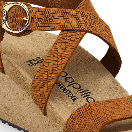 Birkenstock Sibyl Embossed Burnt Leather - Orange, Narrow