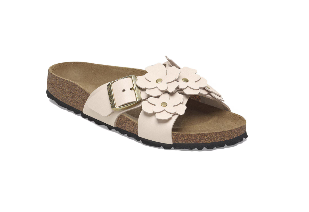 Birkenstock Siena Flower Embellishment Leather Sandals - Light Rose, Narrow