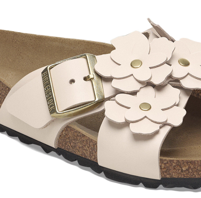 Birkenstock Siena Flower Embellishment Leather Sandals - Light Rose, Narrow