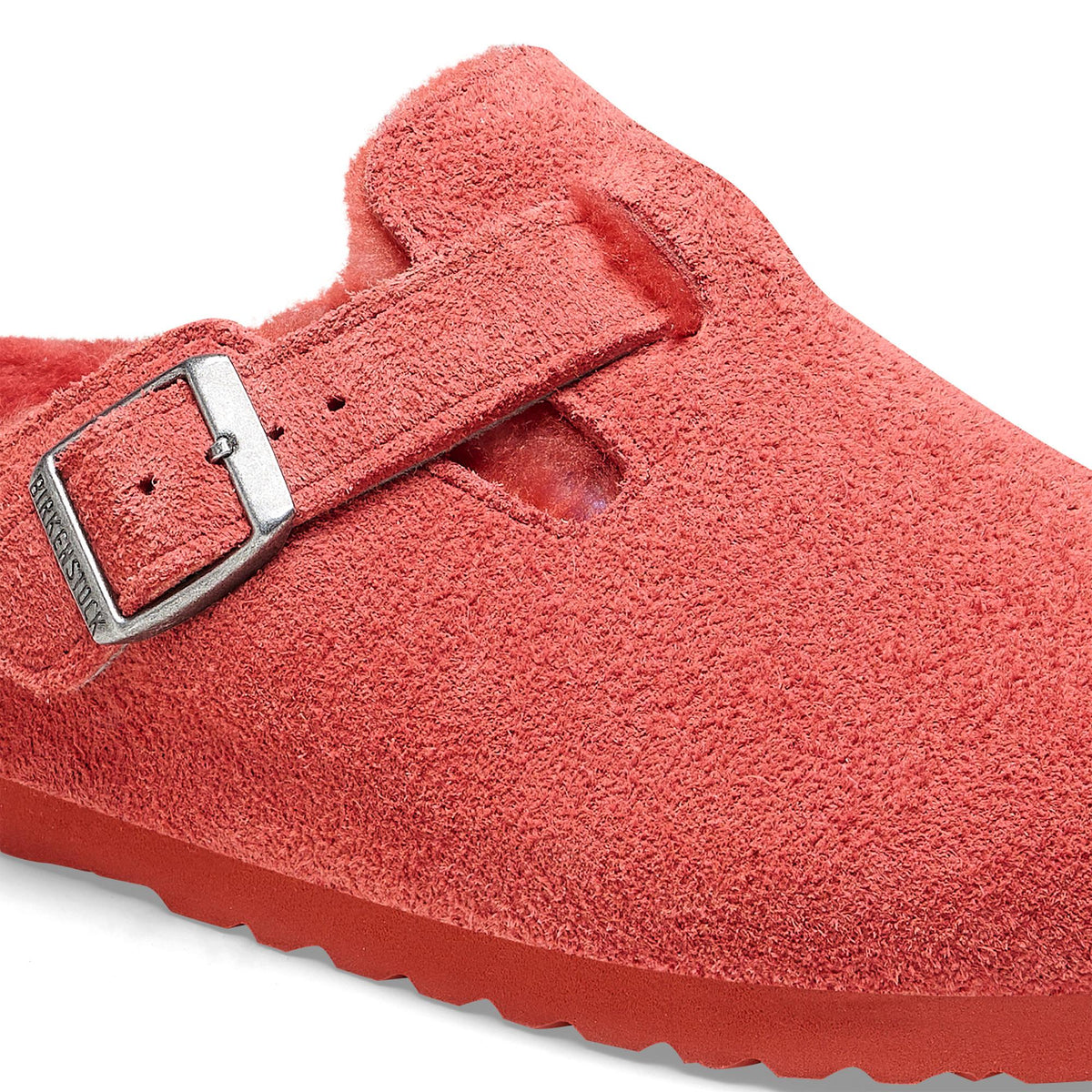 Birkenstock Boston VL Shearling Suede Leather Clogs - Red - Narrow