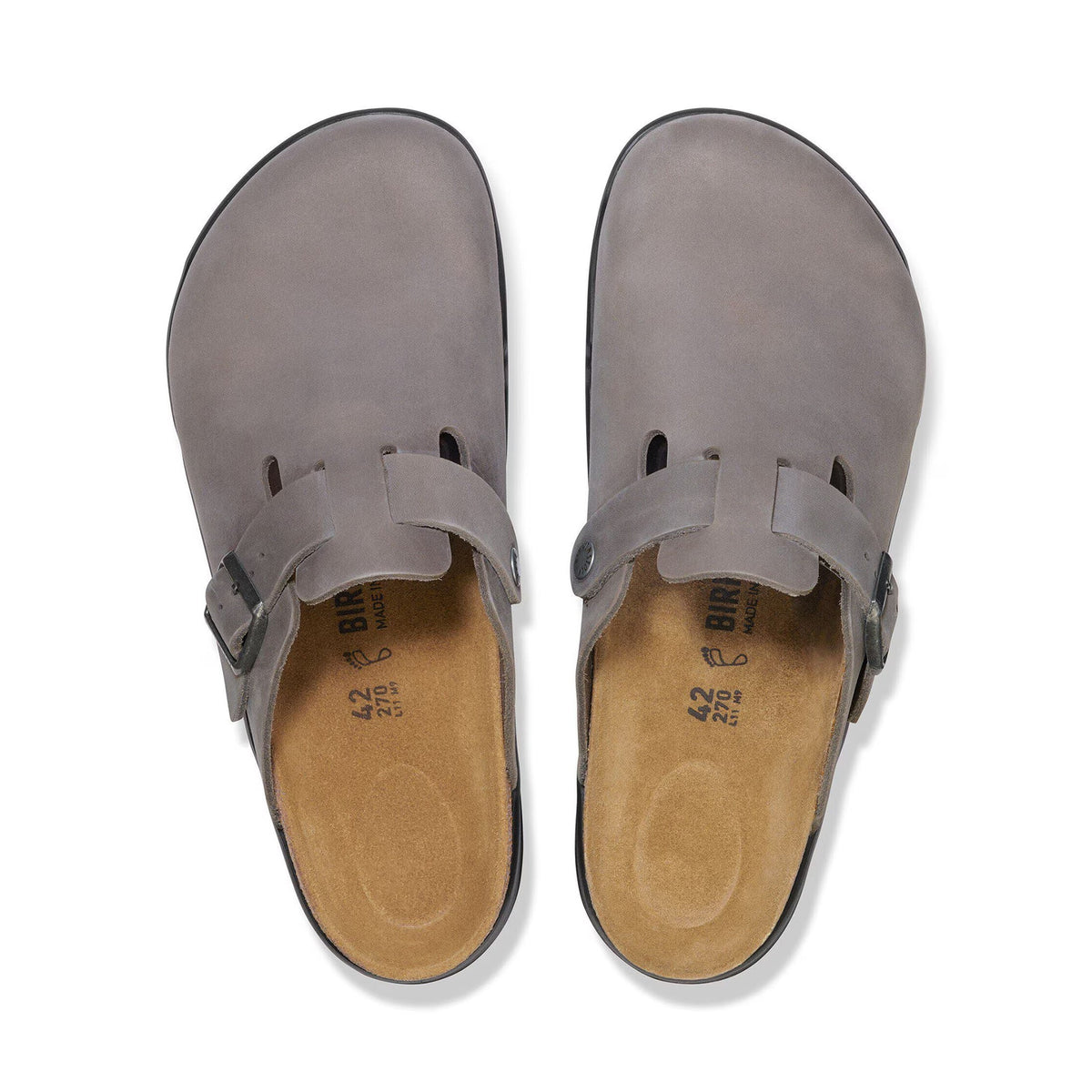 Birkenstock Boston CT Waxy Leather Clogs - Iron - Regular