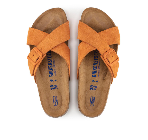 Birkenstock Siena Soft Footbed Suede Leather Russet Orange Narrow