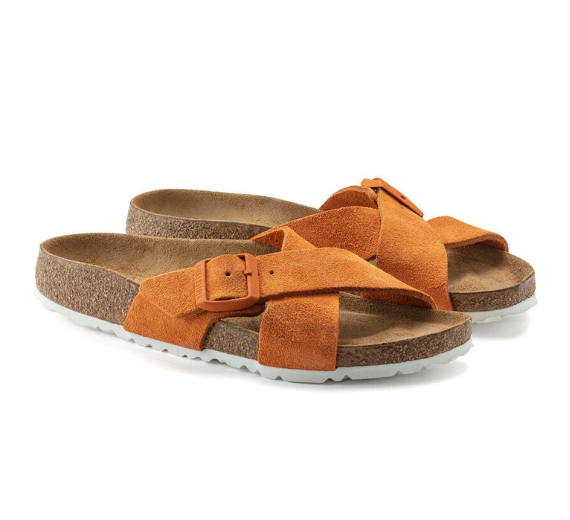 Birkenstock Siena Soft Footbed Suede Leather Russet Orange Narrow