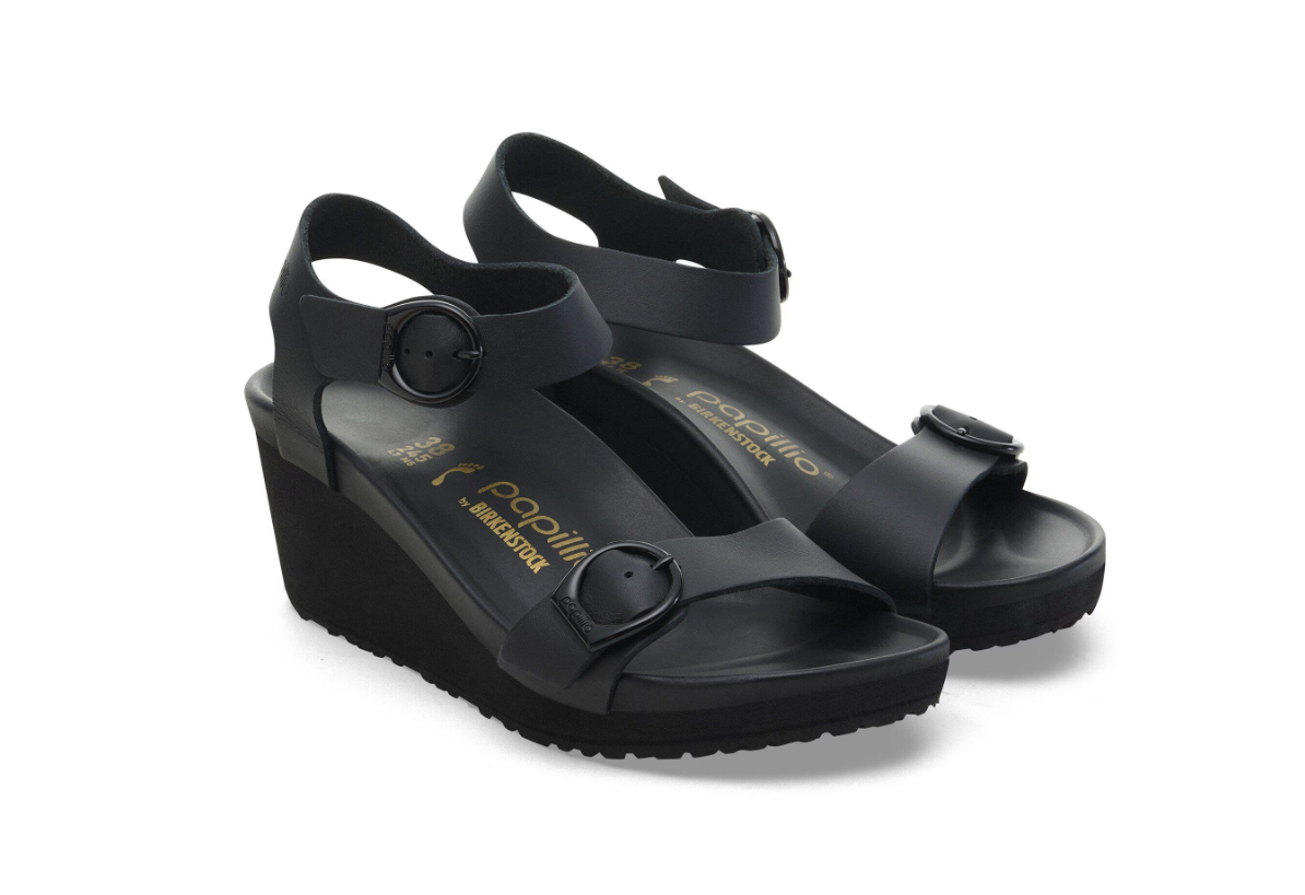 Birkenstock Soley Ring-Buckle Natural Leather Black Narrow