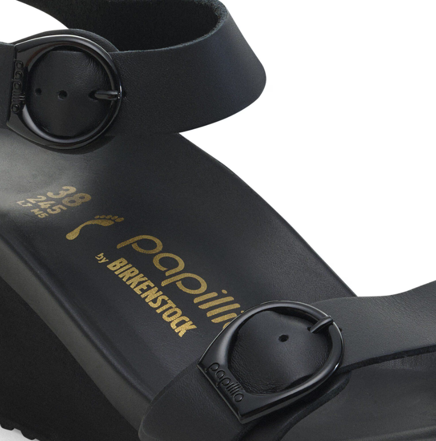 Birkenstock Soley Ring-Buckle Natural Leather Black Narrow