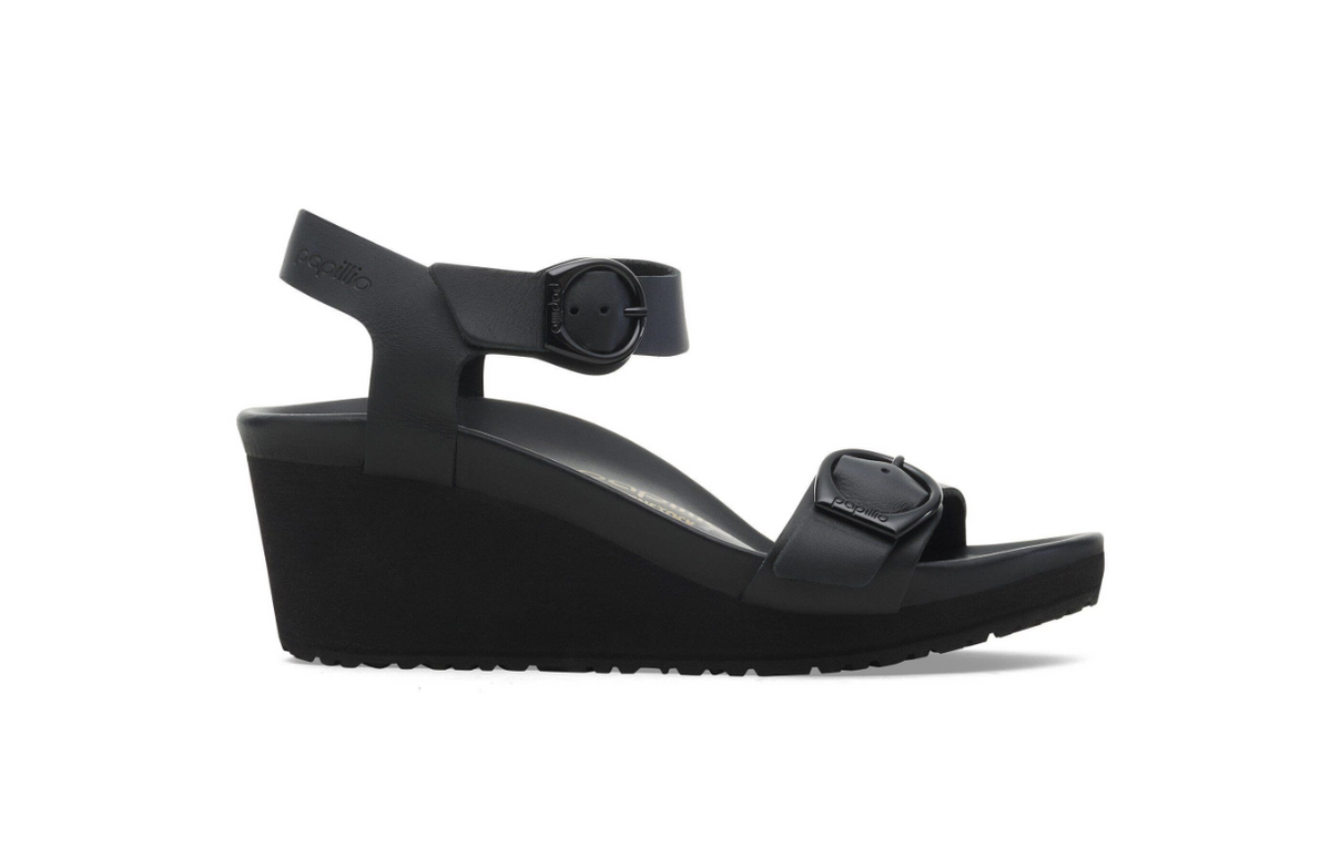 Birkenstock Soley Ring-Buckle Natural Leather Black Narrow