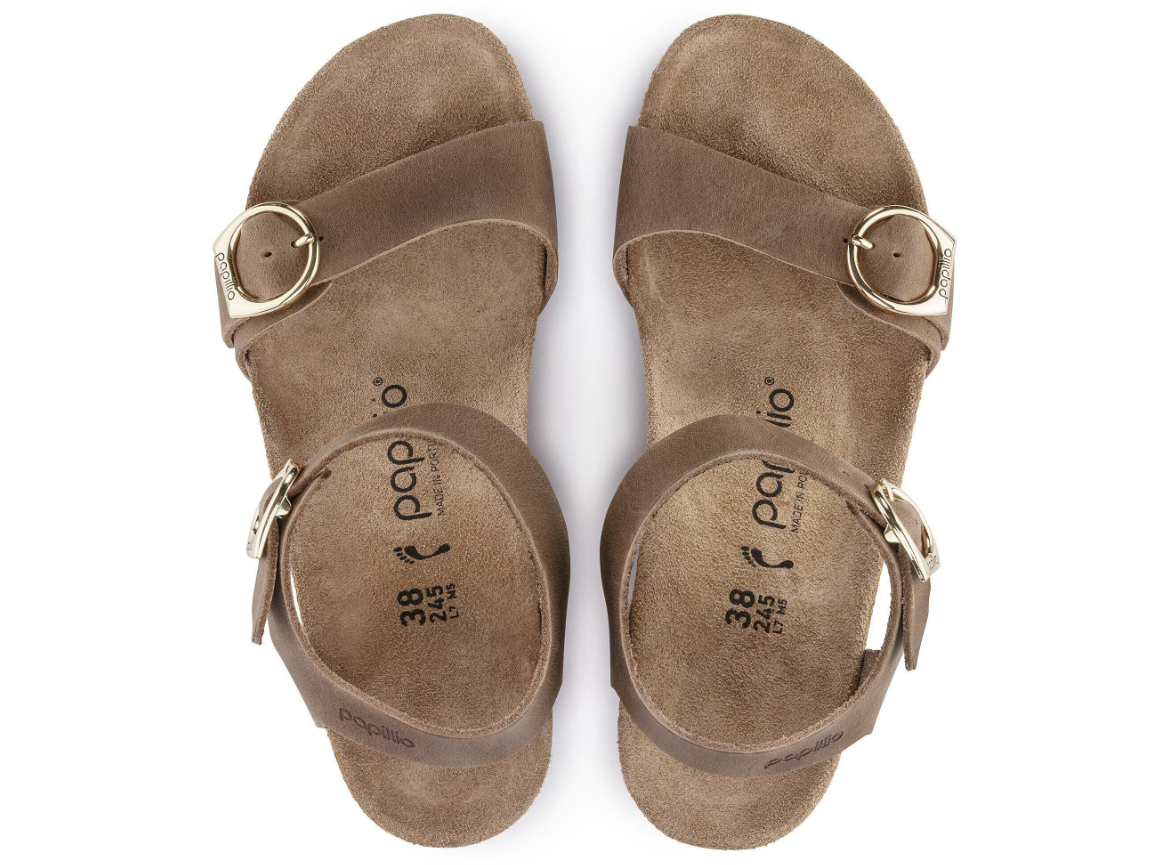 Papillio Soley Ring-Buckle Cognac Oiled Leather Sandal Narrow
