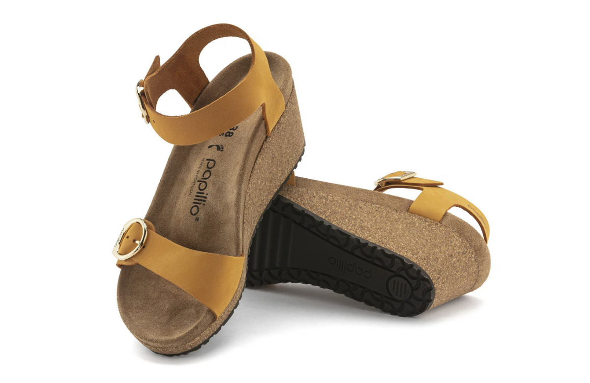 Birkenstock Soley Nubuck Leather Apricot Sandals Narrow