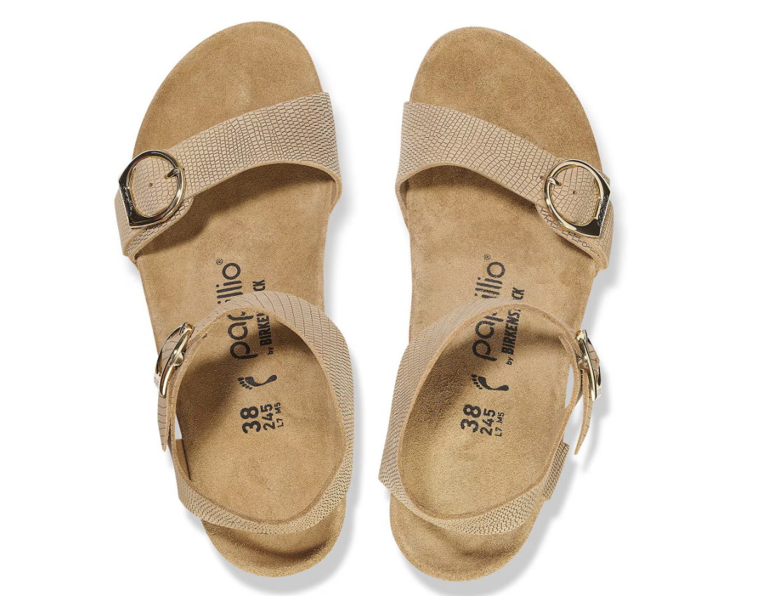 Birkenstock Soley Embossed Nubuck Leather Sandals - Sandcastle Narrow