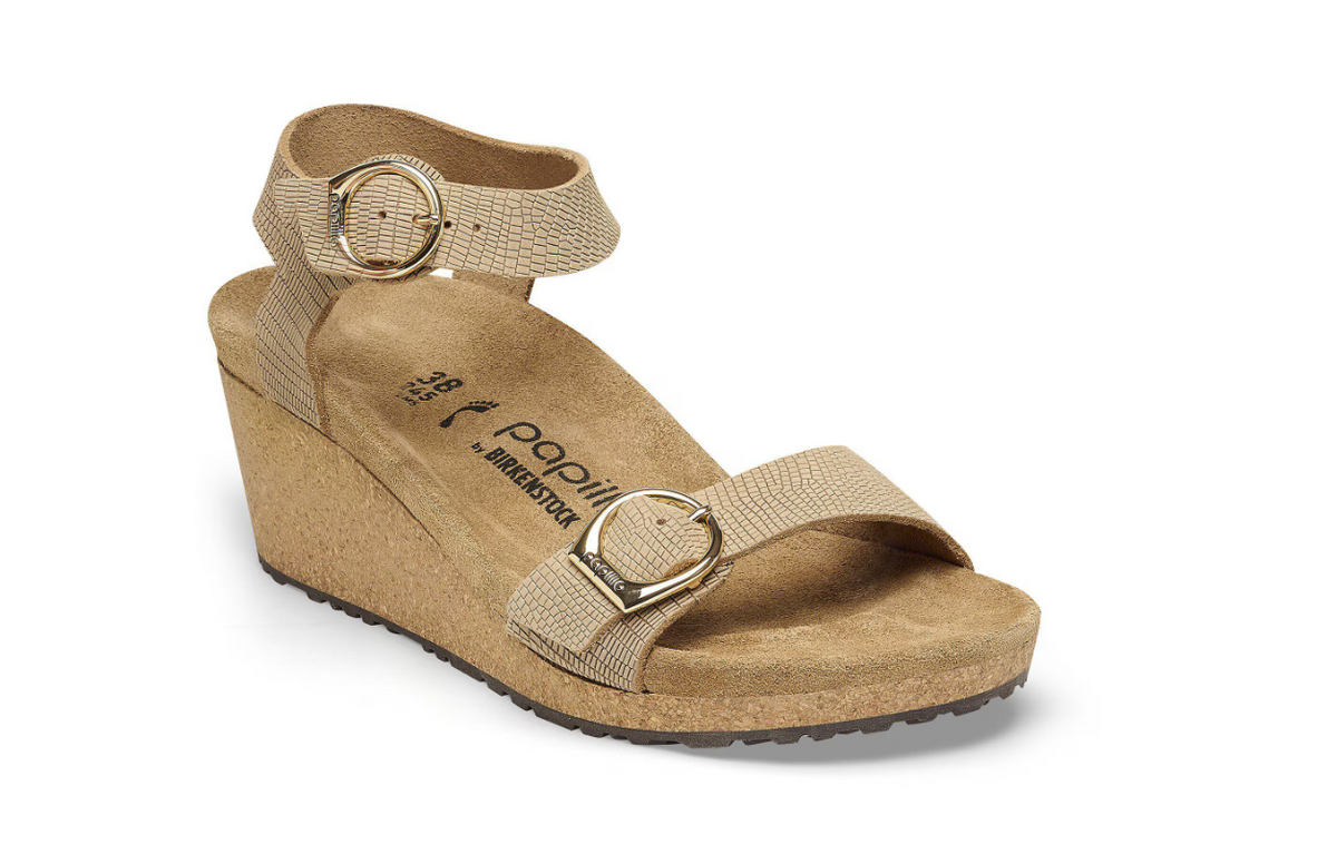 Birkenstock Soley Embossed Nubuck Leather Sandals - Sandcastle Narrow