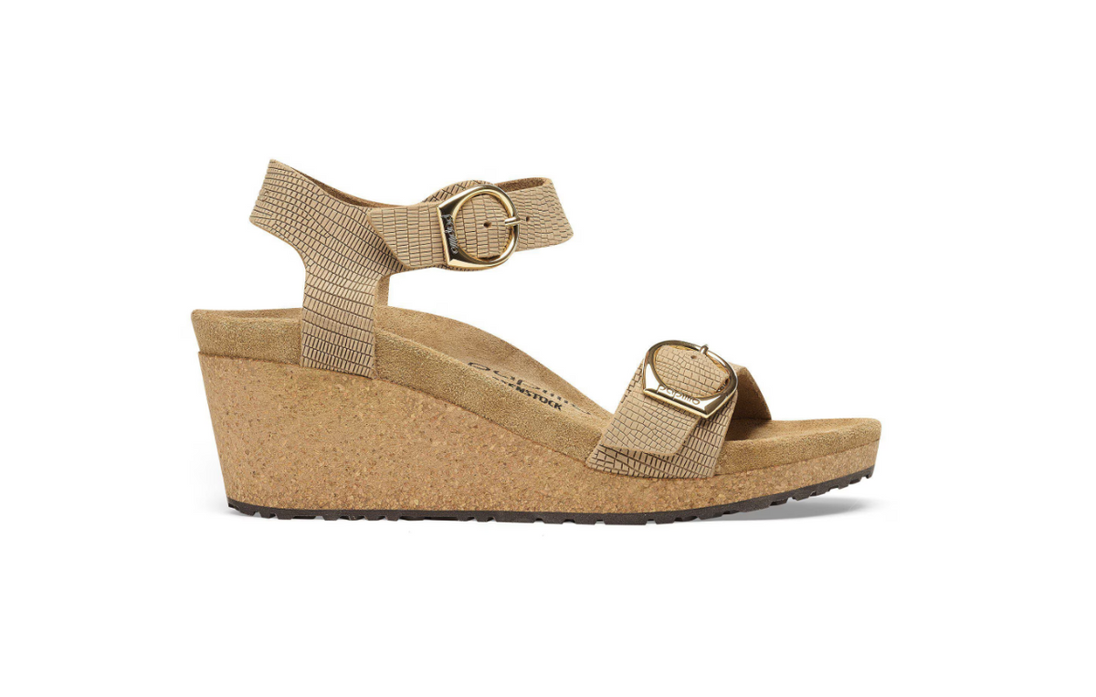 Birkenstock Soley Embossed Nubuck Leather Sandals - Sandcastle Narrow