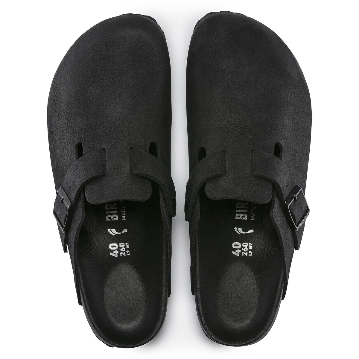 Birkenstock Boston Leather Clogs - Black - Narrow