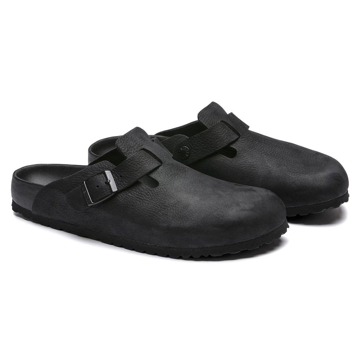 Birkenstock Boston Leather Clogs - Black - Narrow