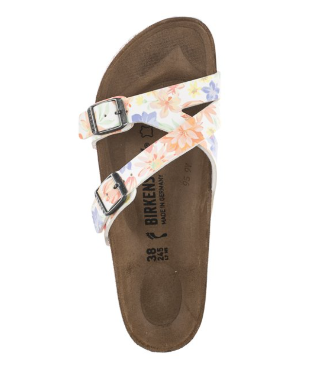 Birkenstock Yao Balance Birko-Flor Super Natural Flowers White Narrow