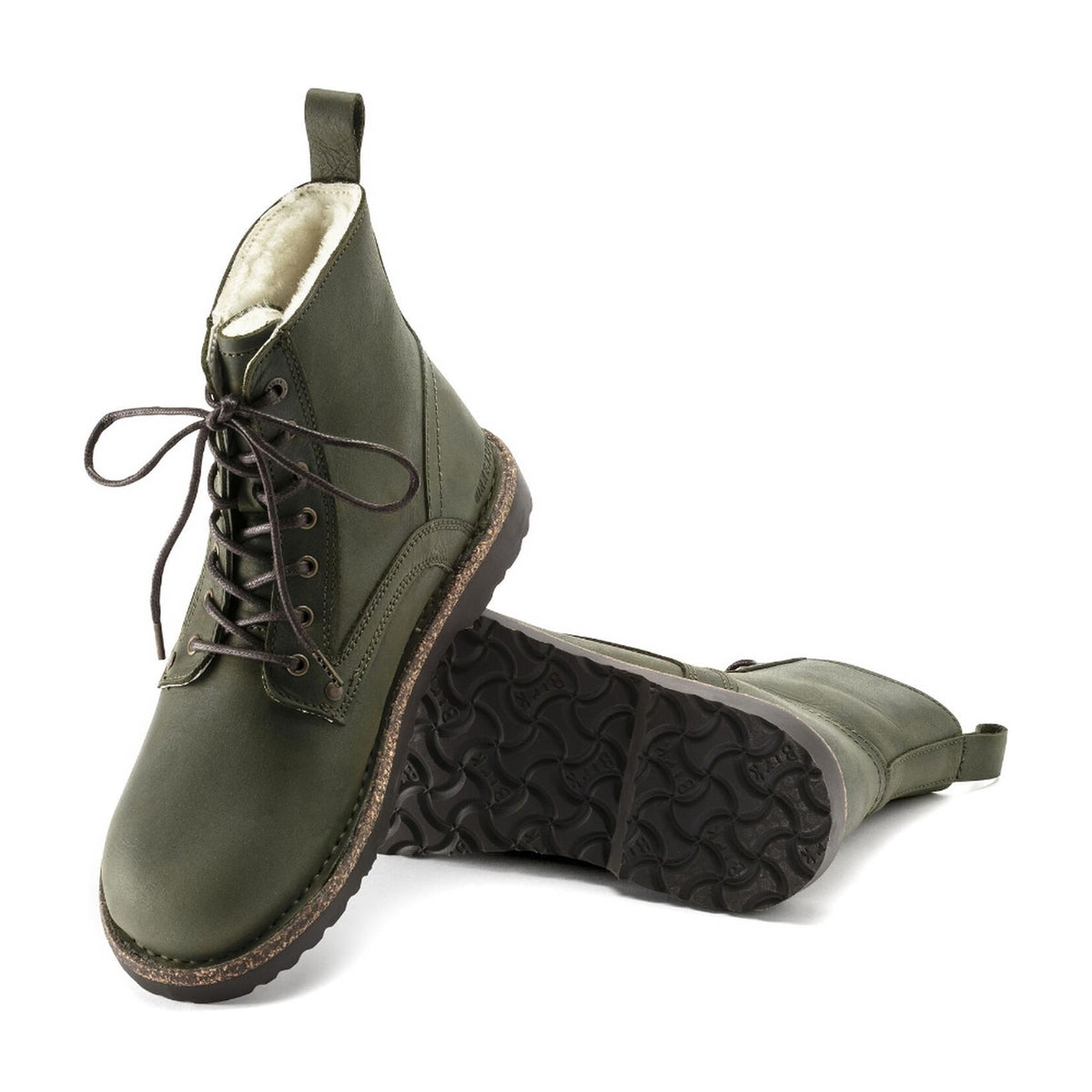 Birkenstock Bryson Shearling Nubuck Leather Sandals - Green - Narrow