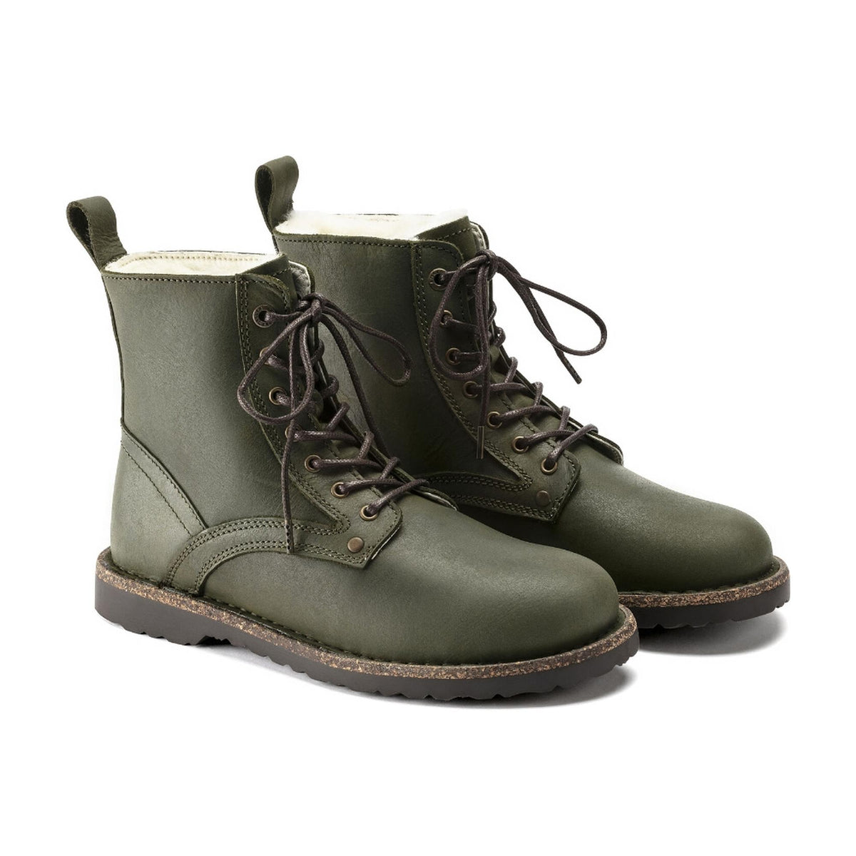 Birkenstock Bryson Shearling Nubuck Leather Sandals - Green - Narrow