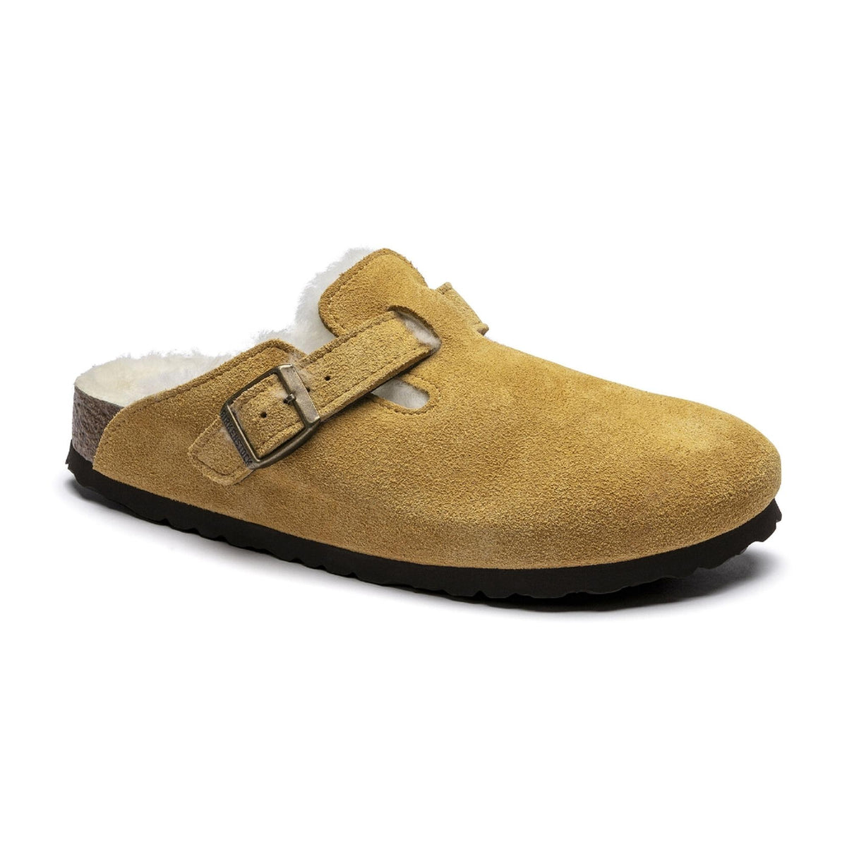 Birkenstock Boston Shearling Shearling Suede Leather Clogs - Ochre - Narrow