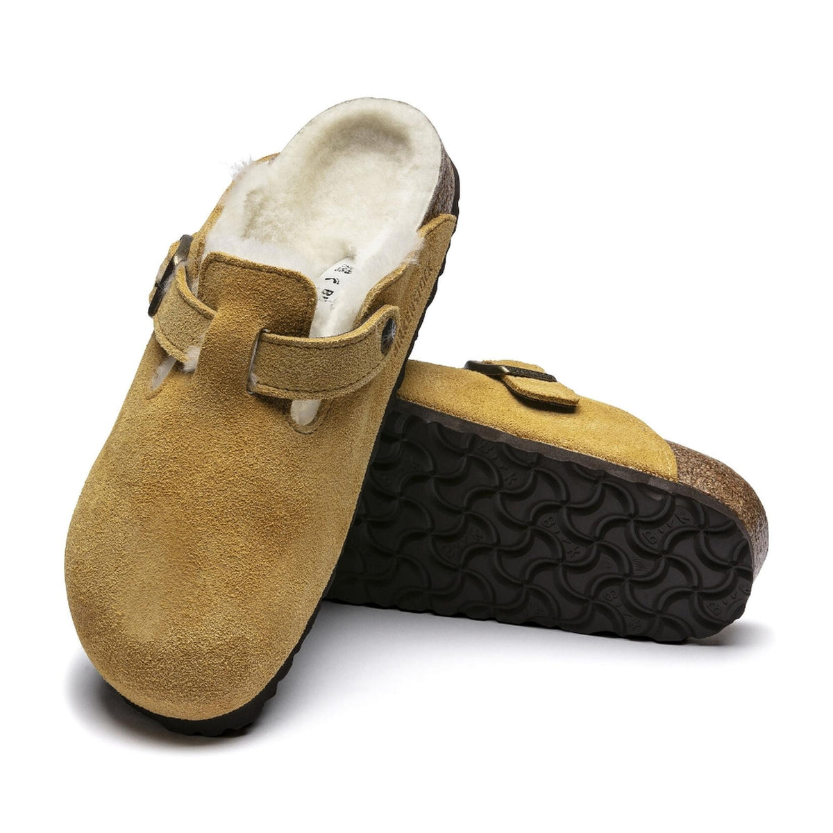Birkenstock Boston Shearling Shearling Suede Leather Clogs - Ochre - Narrow