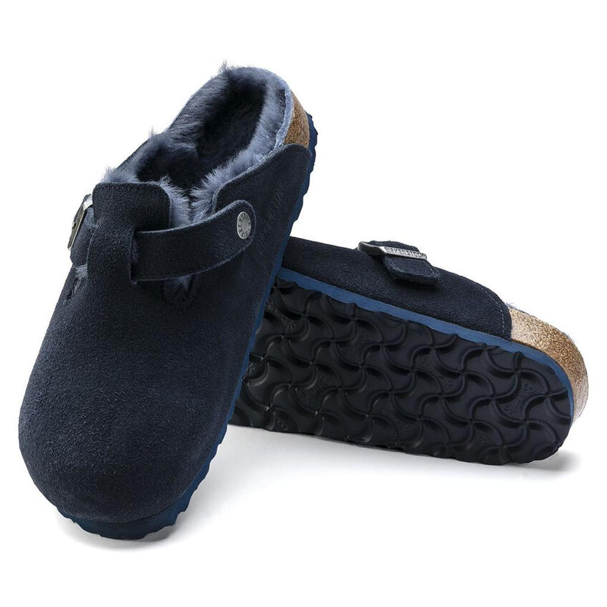 Birkenstock Boston Shearling Shearling Suede Leather Clogs - Night - Narrow
