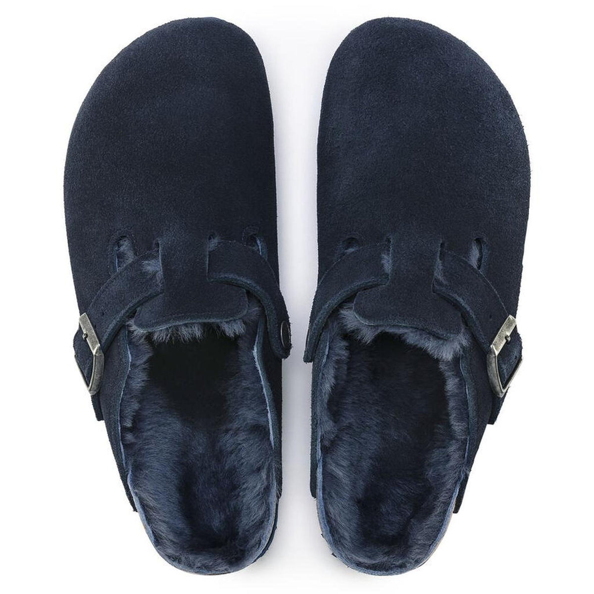 Birkenstock Boston Shearling Shearling Suede Leather Clogs - Night - Narrow