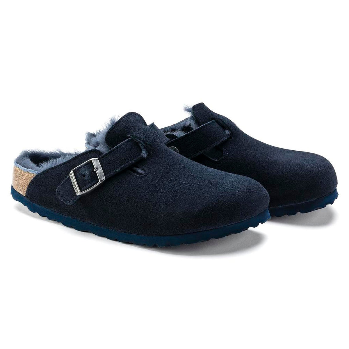 Birkenstock Boston Shearling Shearling Suede Leather Clogs - Night - Narrow