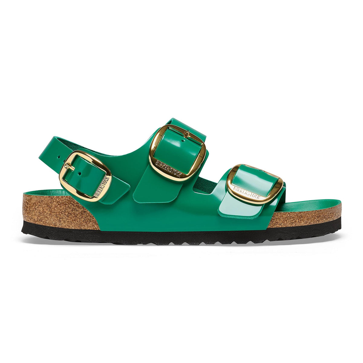 Birkenstock Milano Big Buckle Patent Leather Sandals - Green - Narrow