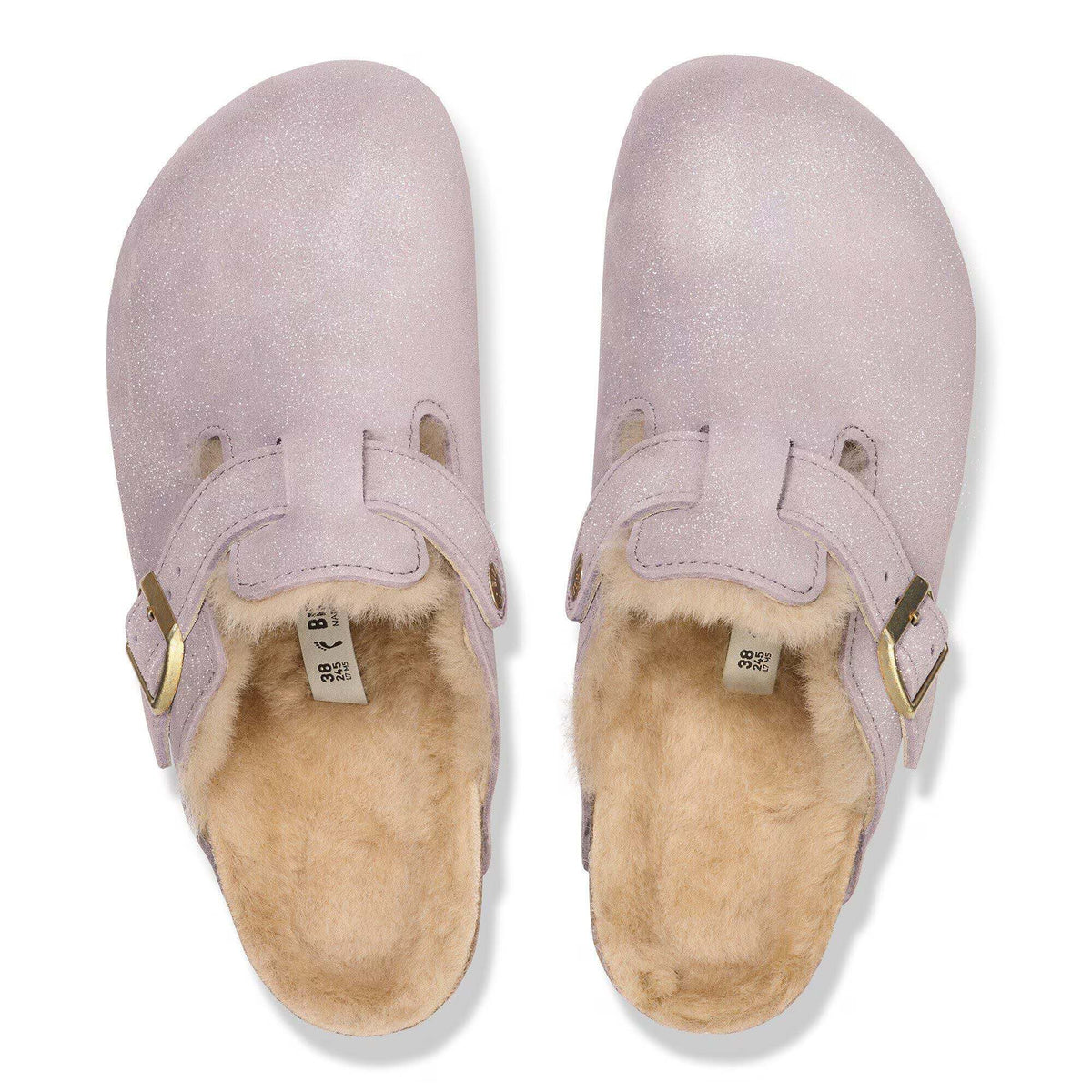 Birkenstock Boston Shearling Shearling Suede Leather Clogs - Purple - Narrow