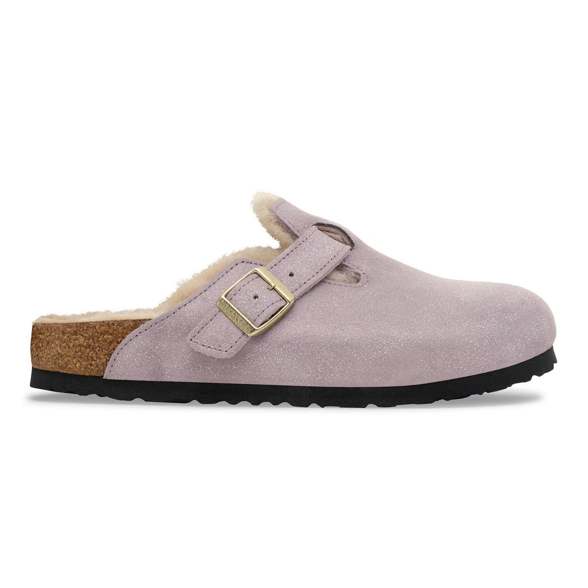 Birkenstock Boston Shearling Shearling Suede Leather Clogs - Purple - Narrow