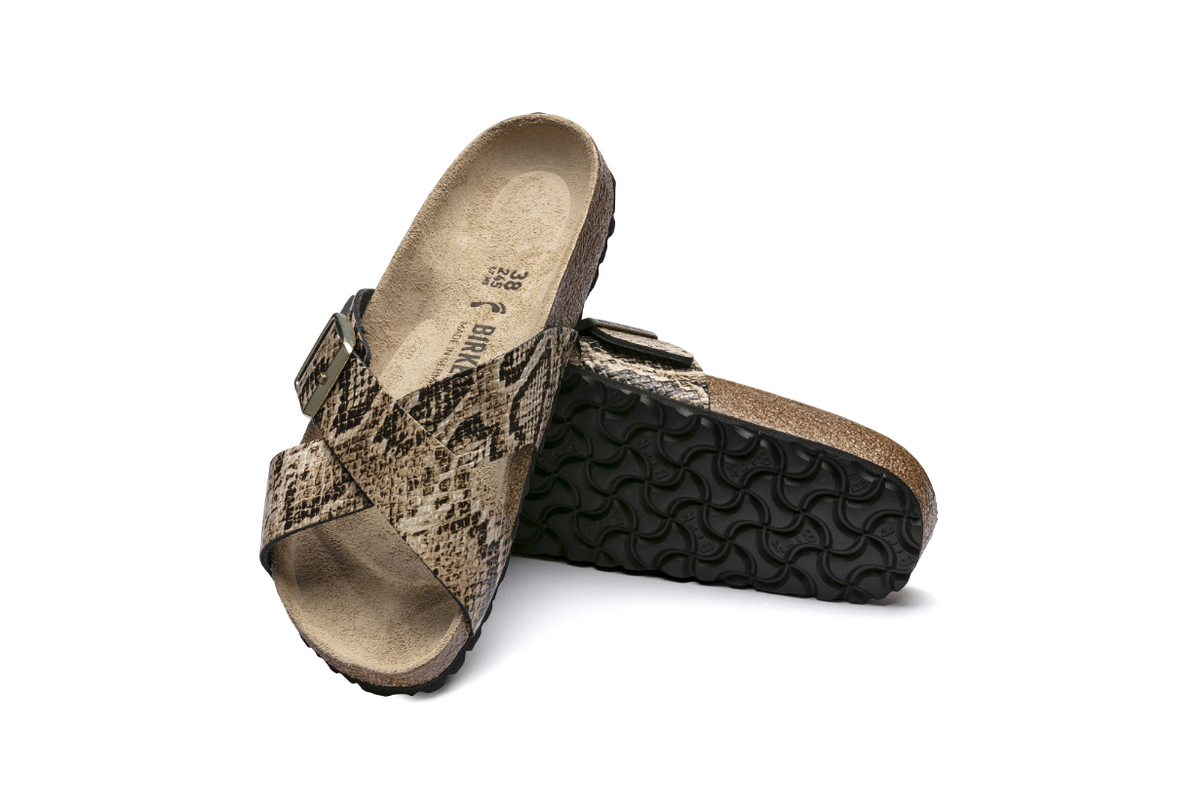 Birkenstock Siena Snake Brown Leather Sandals Narrow