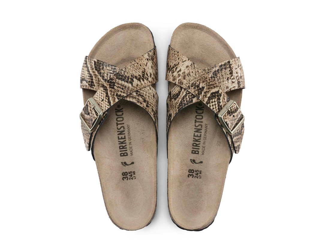 Birkenstock Siena Snake Brown Leather Sandals Narrow