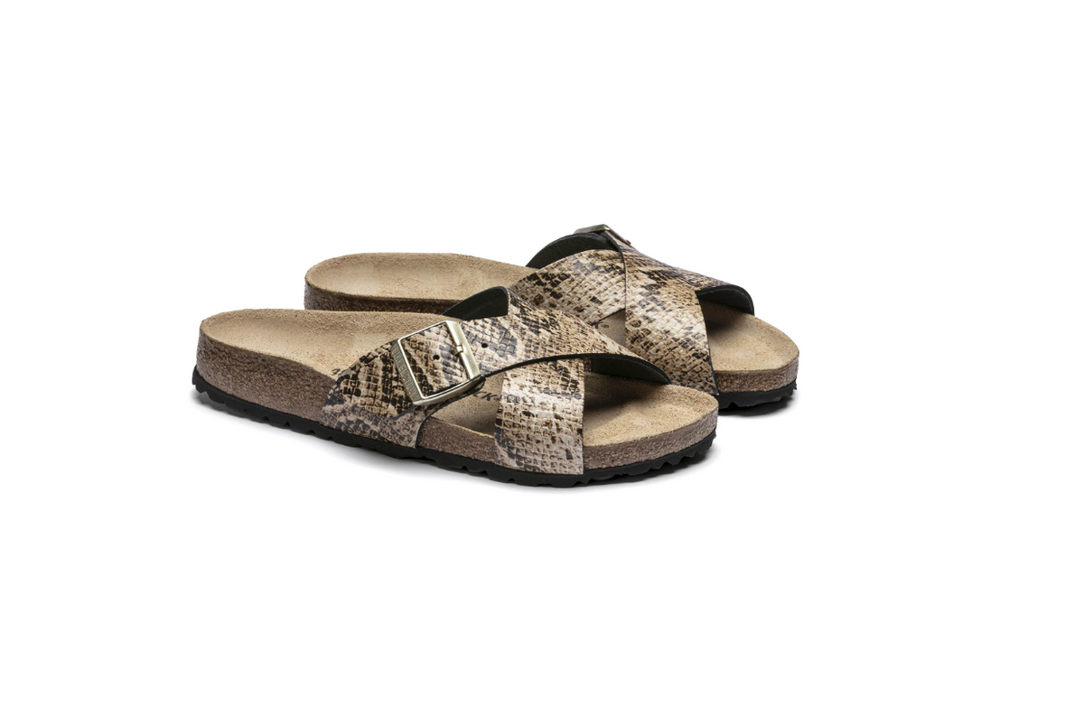 Birkenstock Siena Snake Brown Leather Sandals Narrow