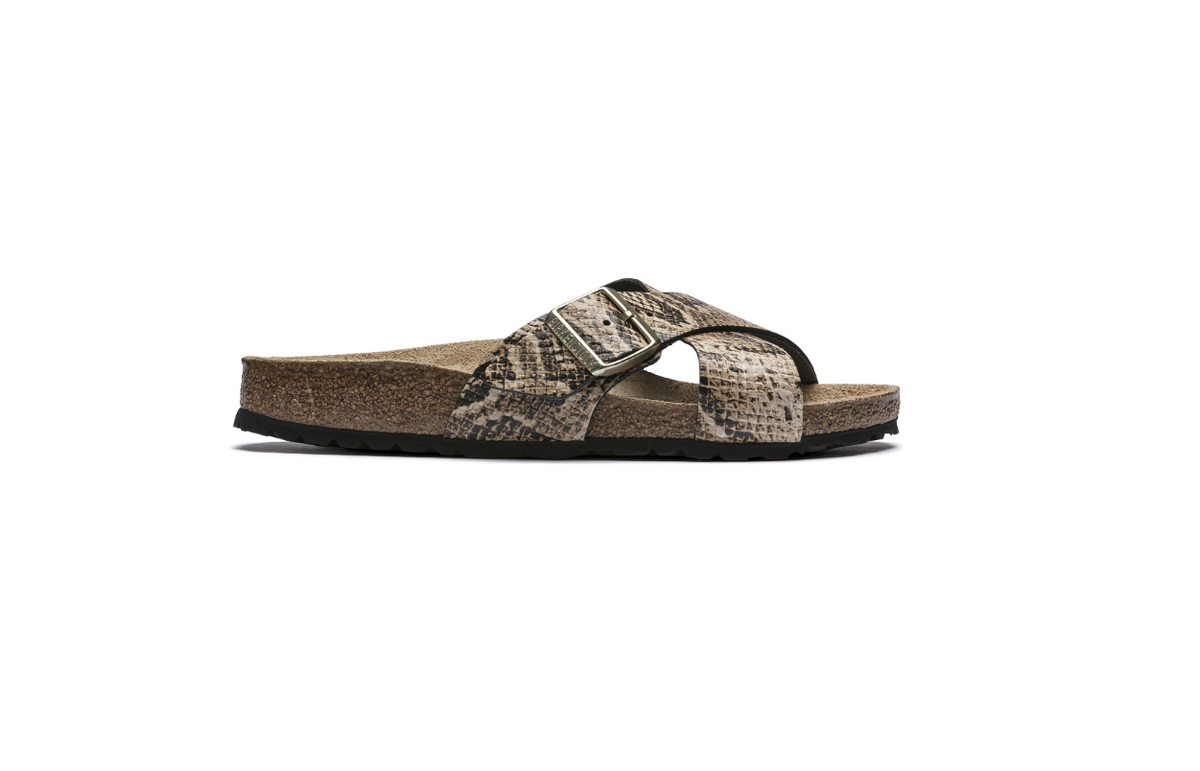 Birkenstock Siena Snake Brown Leather Sandals Narrow