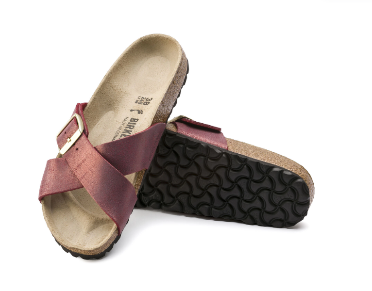 Birkenstock Siena Suede Leather Washed Metallic Port Regular