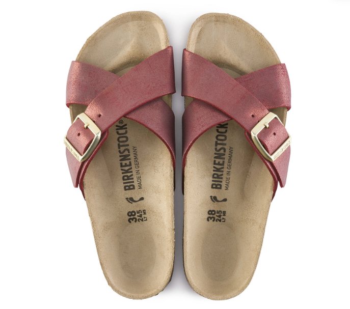 Birkenstock Siena Suede Leather Washed Metallic Port Regular