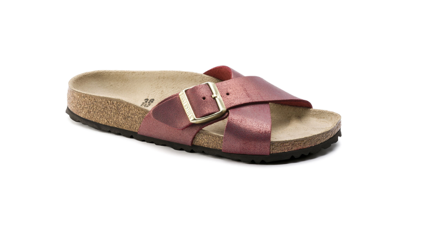 Birkenstock Siena Suede Leather Washed Metallic Port Regular