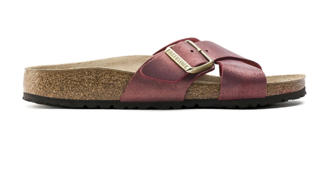 Birkenstock Siena Suede Leather Washed Metallic Port Regular