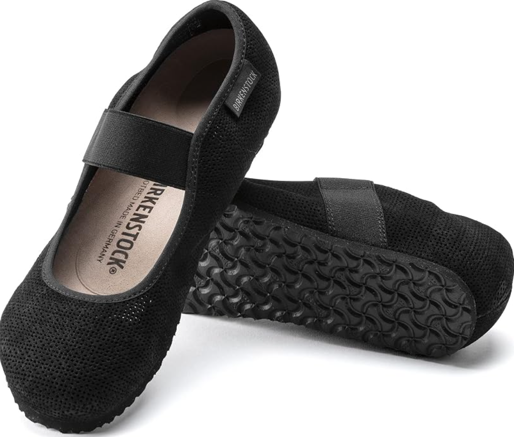 Birkenstock Tess Suede Leather Ballet Flat Black Narrow