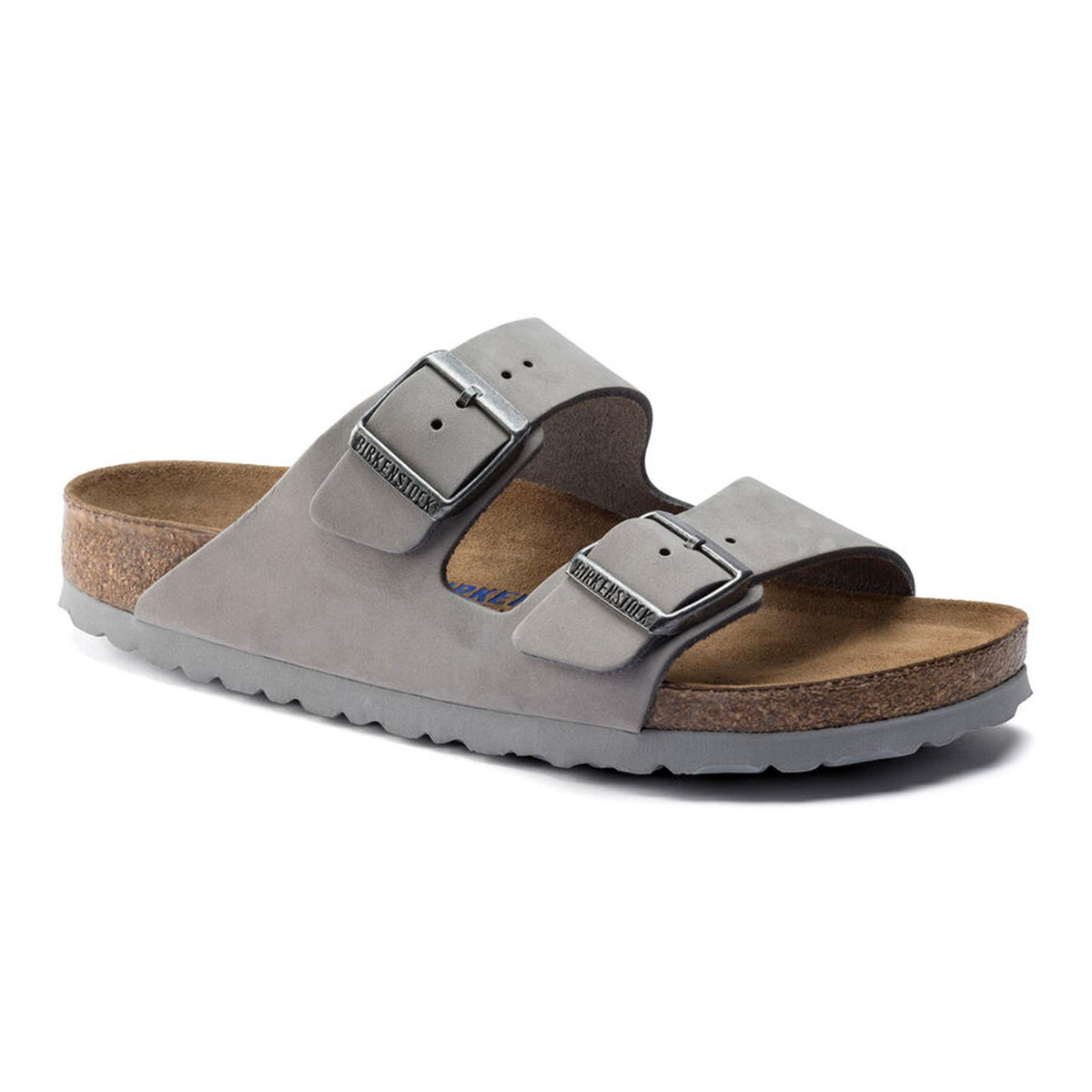 Birkenstock Arizona Soft Footbed Natural Leather Sandals - Grey - Narrow