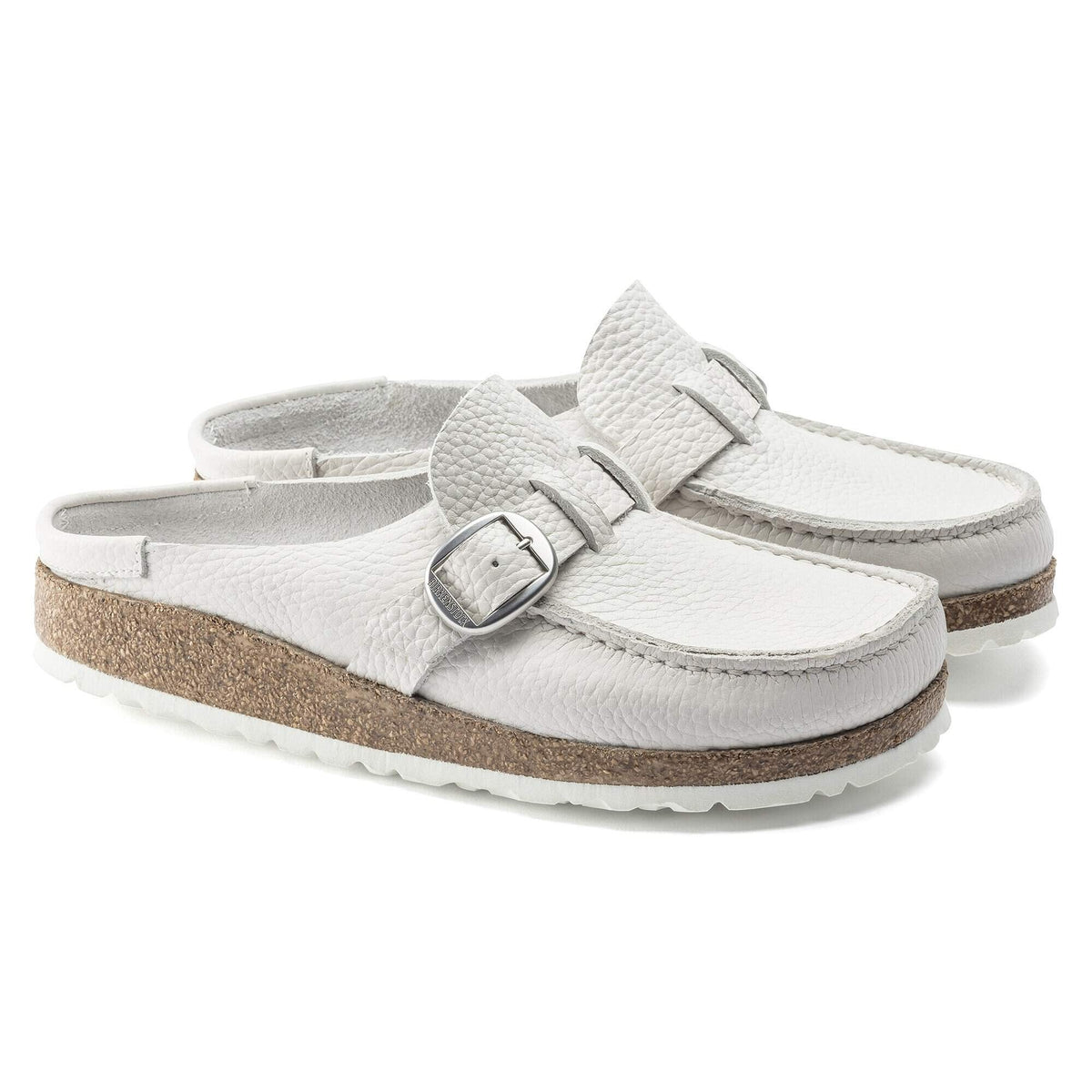Birkenstock Buckley Natural Leather Clogs - White - Narrow