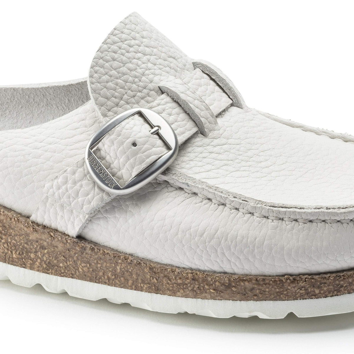 Birkenstock Buckley Natural Leather Clogs - White - Narrow